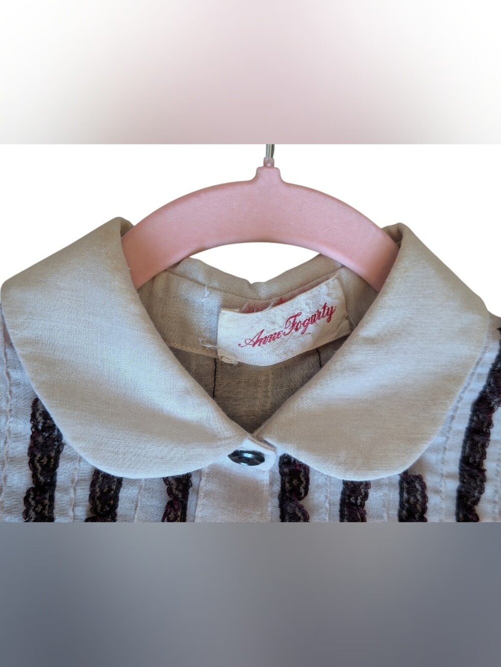 Vintage 1960s Anne Fogarty Midi Dress Size Small. Lace Button Down Top Collard - Picture 7 of 11